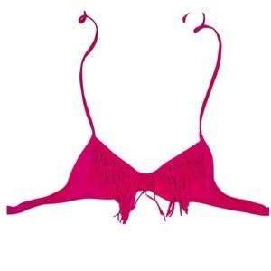 Tassel Halter Bikini Top in Fushia